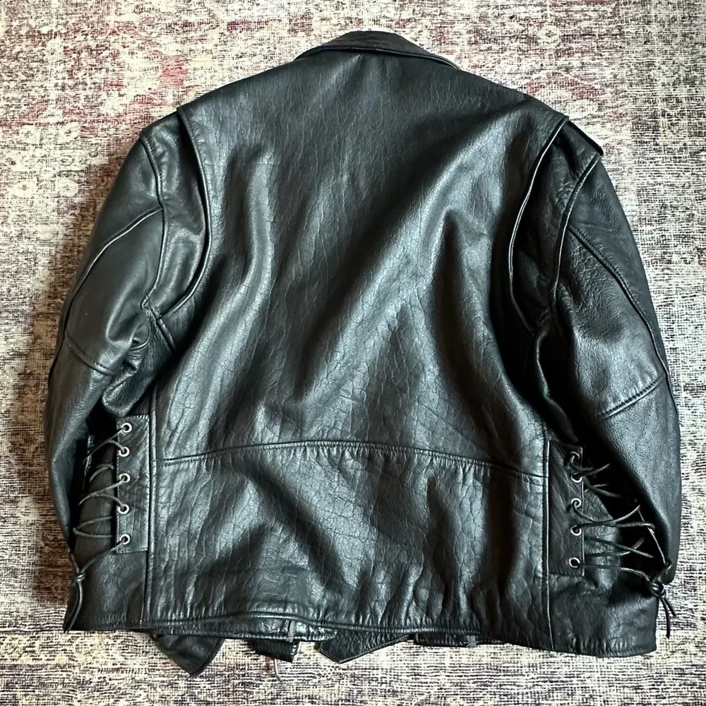 Vintage Leather Moto Biker Jacket